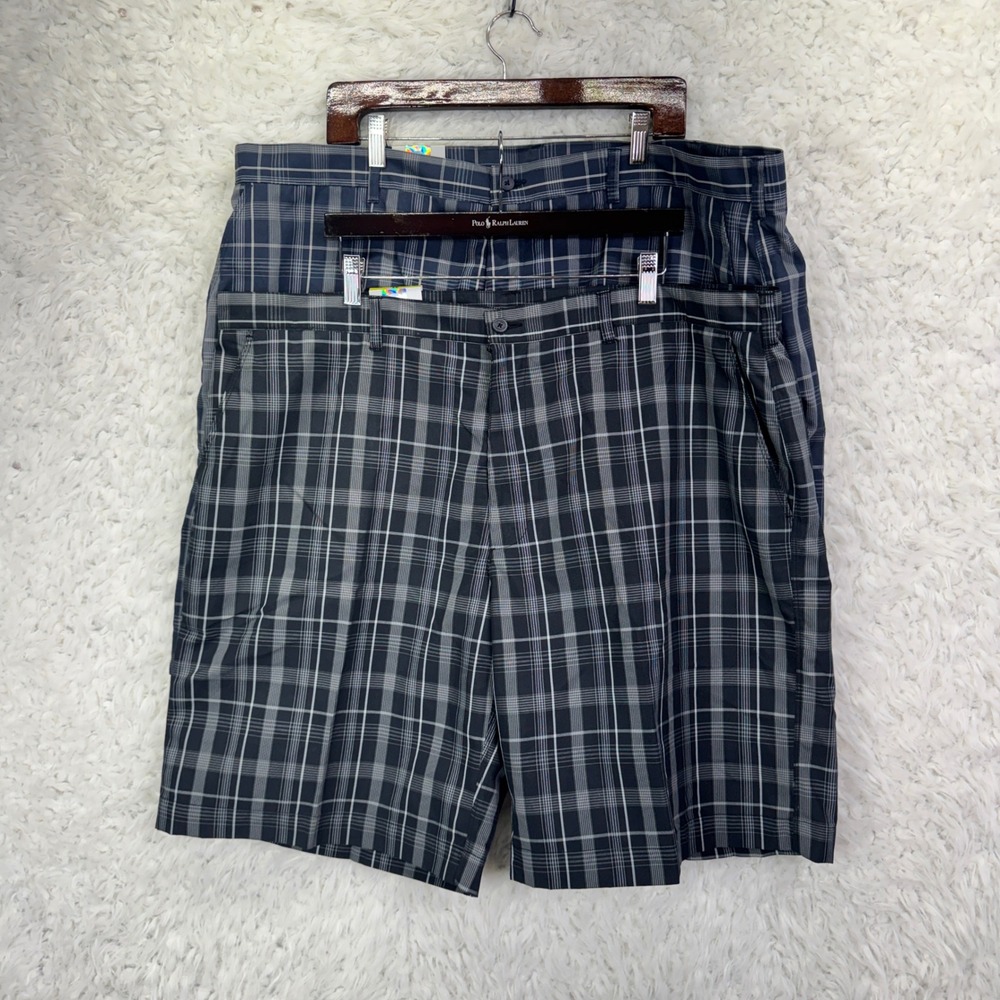 Champions Tour Golf Shorts Sz 44 Navy Plaid Performance Wicking Dadcore Lot of 2